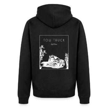Tow Truck Chinese Hanzi Abschlepper Fahrer - Unisex Premium Bio Zip Hoodie - Schwarz - Hinten - Nico (187cm)