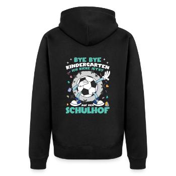 Schulkind Einschulung Schultüte Fußball - Unisex Premium Bio Zip Hoodie - Schwarz - Hinten - Nico (187cm)