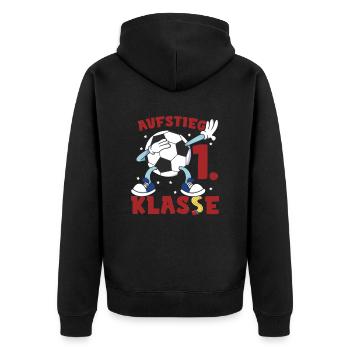 Lustiges Einschulung Grundschule Fußball - Unisex Premium Bio Zip Hoodie - Schwarz - Hinten - Nico (187cm)