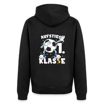 Schüler Grundschule 1. Klasse Fußball - Unisex Premium Bio Zip Hoodie - Schwarz - Hinten - Nico (187cm)