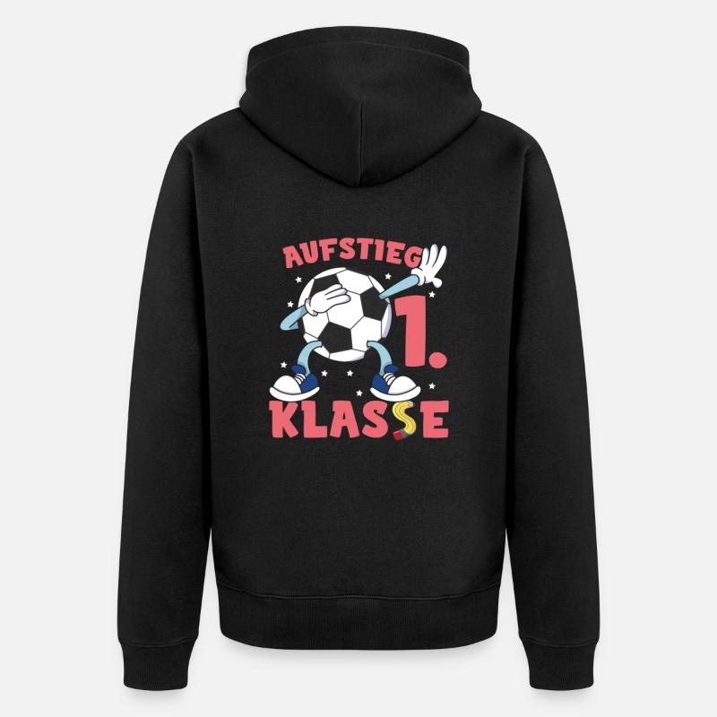 Fußball Schulkind Einschulung - Unisex Premium Bio Zip Hoodie - Schwarz