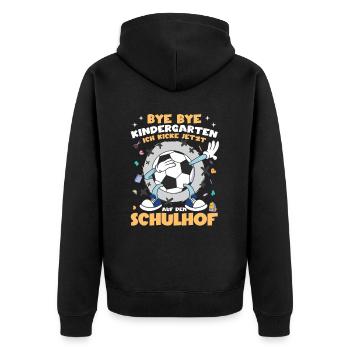 Grundschule Einschulung Fußball - Unisex Premium Bio Zip Hoodie - Schwarz - Hinten - Nico (187cm)