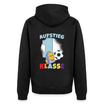 Schulranzen Schultüte Schulstart Schulkind 2023 - Unisex Premium Bio Zip Hoodie - Schwarz - Hinten - Nico (187cm)