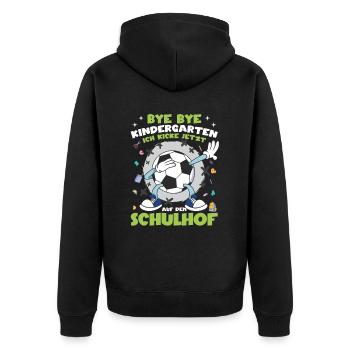 Fußball Einschulung Geschenk Schulanfang - Unisex Premium Bio Zip Hoodie - Schwarz - Hinten - Nico (187cm)
