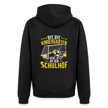 Lustiges Fußball Einschulung Geschenk Schultüte - Unisex Premium Bio Zip Hoodie - Schwarz - Hinten - Nico (187cm)