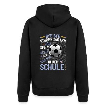 Fußball Schule Schulanfang - Unisex Premium Bio Zip Hoodie - Schwarz - Hinten - Nico (187cm)
