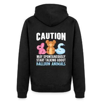 Vorsicht Sprechen Sie über Ballontiere - Unisex Premium Bio Zip Hoodie - Schwarz - Hinten - Nico (187cm)