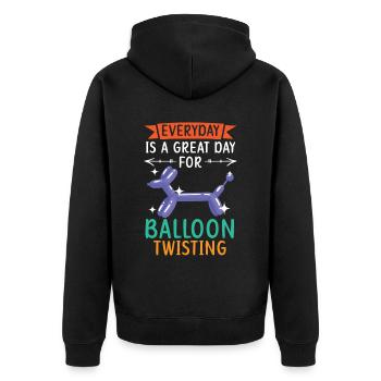 Jeder Tag ist ein großartiger Tag für Ballonverdre - Unisex Premium Bio Zip Hoodie - Schwarz - Hinten - Nico (187cm)
