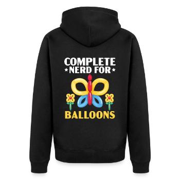 Kompletter Nerd für Ballons Ballonmodellierung - Unisex Premium Bio Zip Hoodie - Schwarz - Hinten - Nico (187cm)