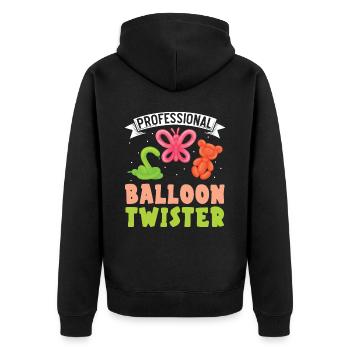 Professioneller Ballonverdreher Ballonmodellierung - Unisex Premium Bio Zip Hoodie - Schwarz - Hinten - Nico (187cm)