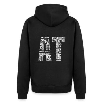 Sports Physician - Unisex Premium Organic Zip Hoodie - black - Back - Nico (187cm)