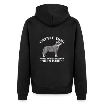 Australian Cattle Dog - Unisex Premium Bio Zip Hoodie - Schwarz - Hinten - Nico (187cm)
