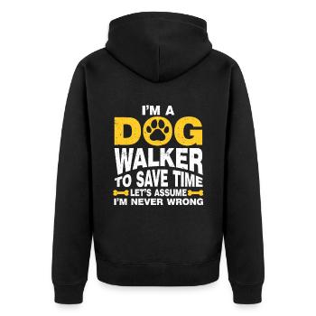 Dog Sitter Gift, Professional Dog Sitter - Unisex Premium Organic Zip Hoodie - black - Back - Nico (187cm)