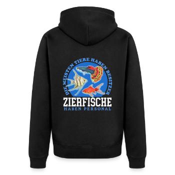 Aquarium Aquarianer Aquaristik Zierfisch Geschenk - Unisex Premium Bio Zip Hoodie - Schwarz - Hinten - Nico (187cm)