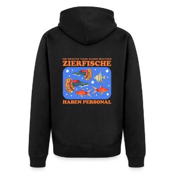 Aquarium Aquaristik Aquarianer Zierfisch Geschenk - Unisex Premium Bio Zip Hoodie - Schwarz - Hinten - Nico (187cm)