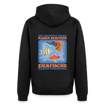 Aquaristik Aquarium Aquarianer Zierfisch Geschenk - Unisex Premium Bio Zip Hoodie - Schwarz - Hinten - Nico (187cm)