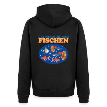 Aquarium Aquaristik Aquarianer Zierfisch Geschenk - Unisex Premium Bio Zip Hoodie - Schwarz - Hinten - Nico (187cm)