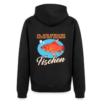 Aquarium Aquaristik Zierfisch Aquarianer Geschenk - Unisex Premium Bio Zip Hoodie - Schwarz - Hinten - Nico (187cm)