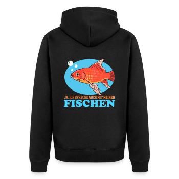 Aquarianer Aquarium Aquaristik Zierfisch Geschenk - Unisex Premium Bio Zip Hoodie - Schwarz - Hinten - Nico (187cm)