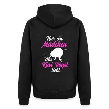 Mädchen das Kiwi Vogel liebt Neuseeland Kiwi - Unisex Premium Bio Zip Hoodie - Schwarz - Hinten - Nico (187cm)