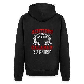 Galabauer redet spontan Gärtner Landschaftsbauer - Unisex Premium Bio Zip Hoodie - Schwarz - Hinten - Nico (187cm)