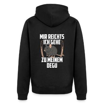 Gehe zu meinem Degu Nagetier Stauchratte - Unisex Premium Bio Zip Hoodie - Schwarz - Hinten - Nico (187cm)