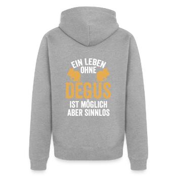 Leben ohne Degu Nagetier Stauchratte - Unisex Premium Bio Zip Hoodie - Grau meliert - Hinten - Nico (187cm)