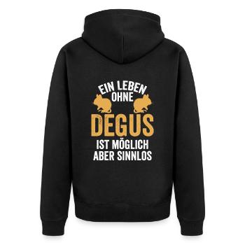 Leben ohne Degu Nagetier Stauchratte - Unisex Premium Bio Zip Hoodie - Schwarz - Hinten - Nico (187cm)