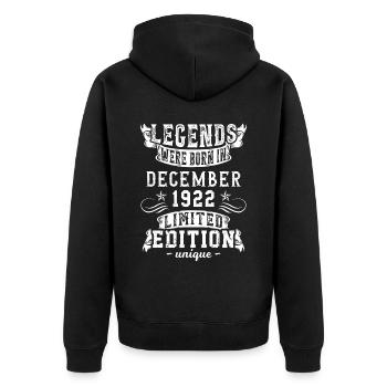 Birthday: December 1922 year, Limited Edition - Unisex Premium Organic Zip Hoodie - black - Back - Nico (187cm)