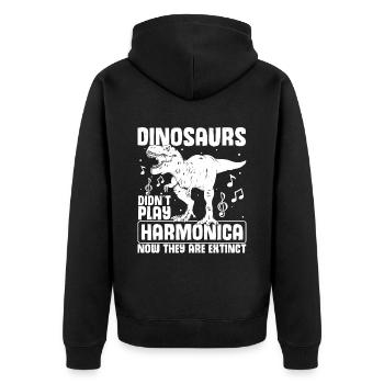 Harmonikaspieler für Munharmonika Spieler - Unisex Premium Bio Zip Hoodie - Schwarz - Hinten - Nico (187cm)