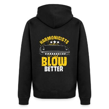 Französische Harfinisten und Harmonikaspieler - Unisex Premium Bio Zip Hoodie - Schwarz - Hinten - Nico (187cm)