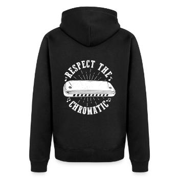 Mundharmonika Instrument und Mundharmonika - Unisex Premium Bio Zip Hoodie - Schwarz - Hinten - Nico (187cm)