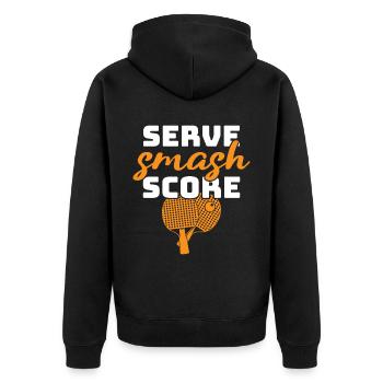 Foosball Gift Fans Wuzler Foosball - Unisex Premium Organic Zip Hoodie - black - Back - Nico (187cm)