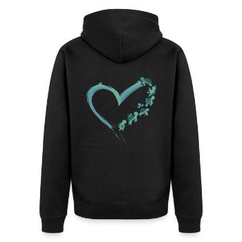 Sea Turtle Tortoise Heart - Unisex Premium Organic Zip Hoodie - black - Back - Nico (187cm)