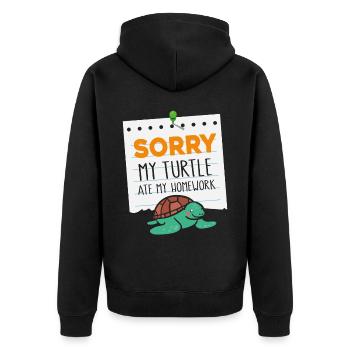 Sea Turtle Tortoise Sorry My - Unisex Premium Organic Zip Hoodie - black - Back - Nico (187cm)