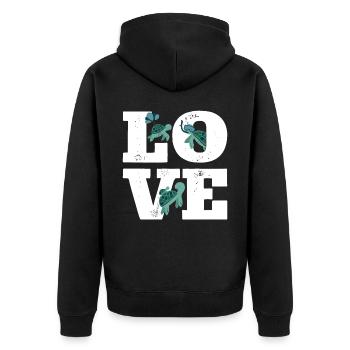 Sea Turtle Tortoise Love - Unisex Premium Bio Zip Hoodie - Schwarz - Hinten - Nico (187cm)