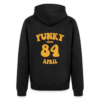 Funky Birthday: April 1984 - Flower Power - Unisex Premium Organic Zip Hoodie - black - Back - Nico (187cm)