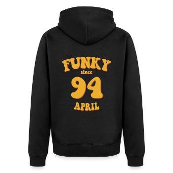 Funky Birthday: April 1994 - Flower Power - Unisex Premium Organic Zip Hoodie - black - Back - Nico (187cm)