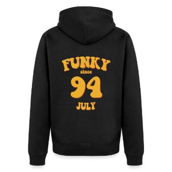 Funky Birthday: July 1994 - Flower Power - Unisex Premium Organic Zip Hoodie - black - Back - Nico (187cm)