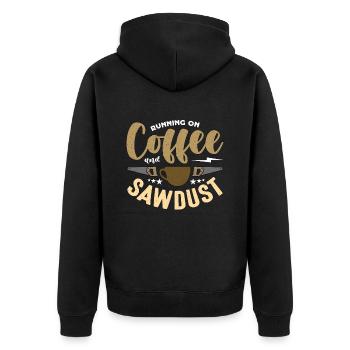 Carpenter Running On Coffee And Sawdust Carpentry - Unisex Premium Bio Zip Hoodie - Schwarz - Hinten - Nico (187cm)
