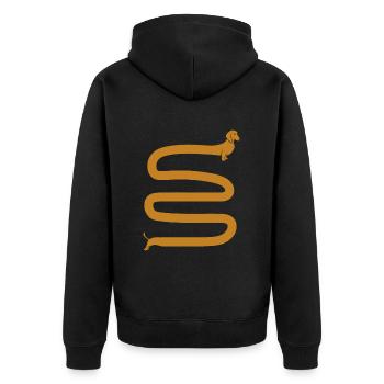 Long Dachshund Dog Breed Wiener Sausage Dog - Unisex Premium Bio Zip Hoodie - Schwarz - Hinten - Nico (187cm)