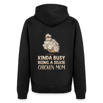 Silkie Chicken Mom Poulet chinois en soie - Veste à capuche bio Premium Unisexe - noir - Dos - Nico (187cm)