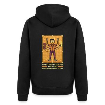 Web Developer Web Developer Coffee - Unisex Premium Organic Zip Hoodie - black - Back - Nico (187cm)