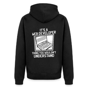 Web Developer Web Developer - Unisex Premium Organic Zip Hoodie - black - Back - Nico (187cm)