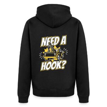 Need A Hook Tow Truck Tow Truck - Unisex Premium Organic Zip Hoodie - black - Back - Nico (187cm)