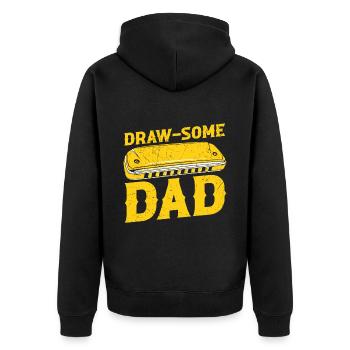 Harmonikaspieler für Munharmonika Spieler - Unisex Premium Bio Zip Hoodie - Schwarz - Hinten - Nico (187cm)