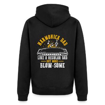 Harmonikaspieler für Munharmonika Spieler - Unisex Premium Bio Zip Hoodie - Schwarz - Hinten - Nico (187cm)