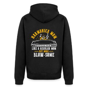 Mundharmonika Instrument und Mundharmonika - Unisex Premium Bio Zip Hoodie - Schwarz - Hinten - Nico (187cm)