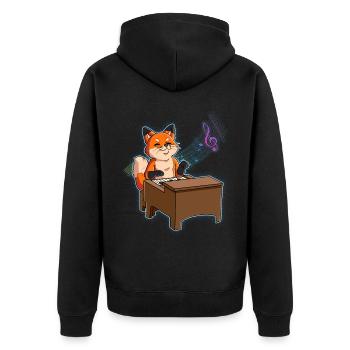 Fuchs Klavierspieler - Unisex Premium Bio Zip Hoodie - Schwarz - Hinten - Nico (187cm)