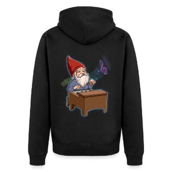 Gnom Klavierspieler - Unisex Premium Bio Zip Hoodie - Schwarz - Hinten - Nico (187cm)